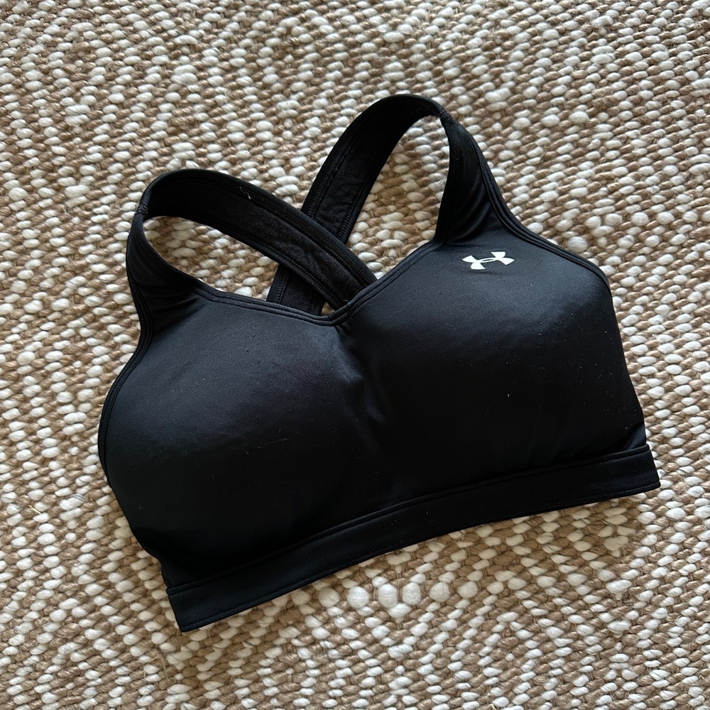 Black Under Armour Sports Bra - Light Padding Cross Back - Size Small 30-32